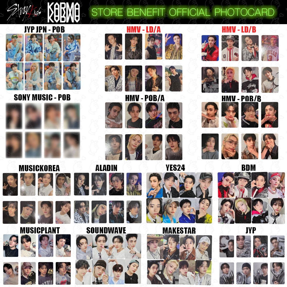 STRAY KIDS KARMA JAPAN POB PHOTOCARD SONY HMV JYP LUCKY DRAW STORE
