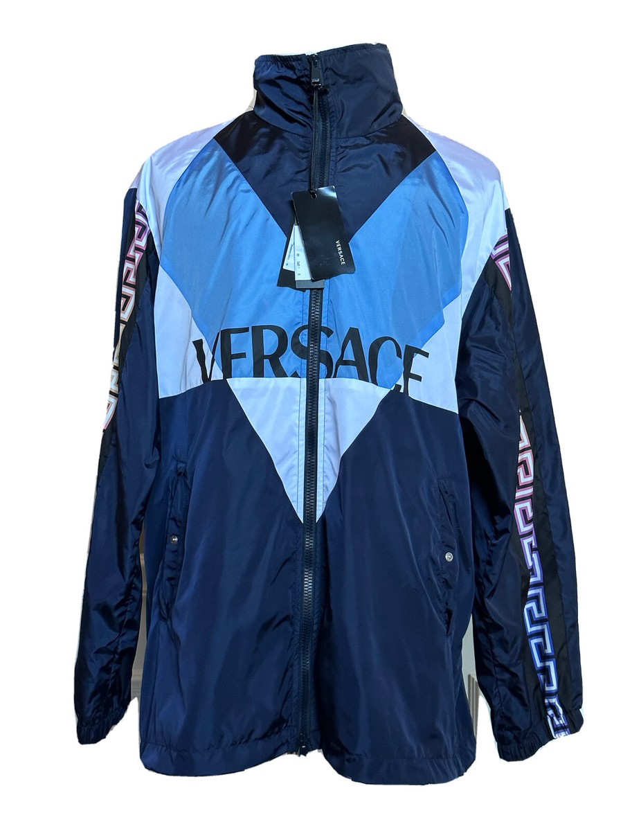 Versace Mens Nylon Jacket Windbreaker Blue 48 (M - oversized