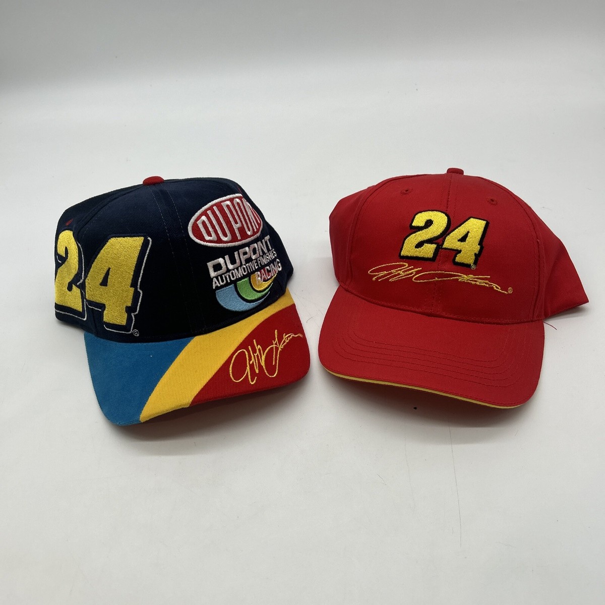 2 Vtg 90s Jeff Gordon 24 Nascar Racing Snapback Hat Dupont Chase