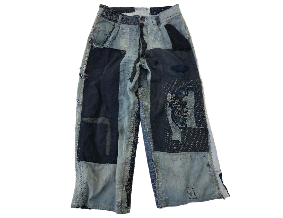 Vintage 40's Japanese Indigo Denim Boro Patchwork Sashiko Repaired