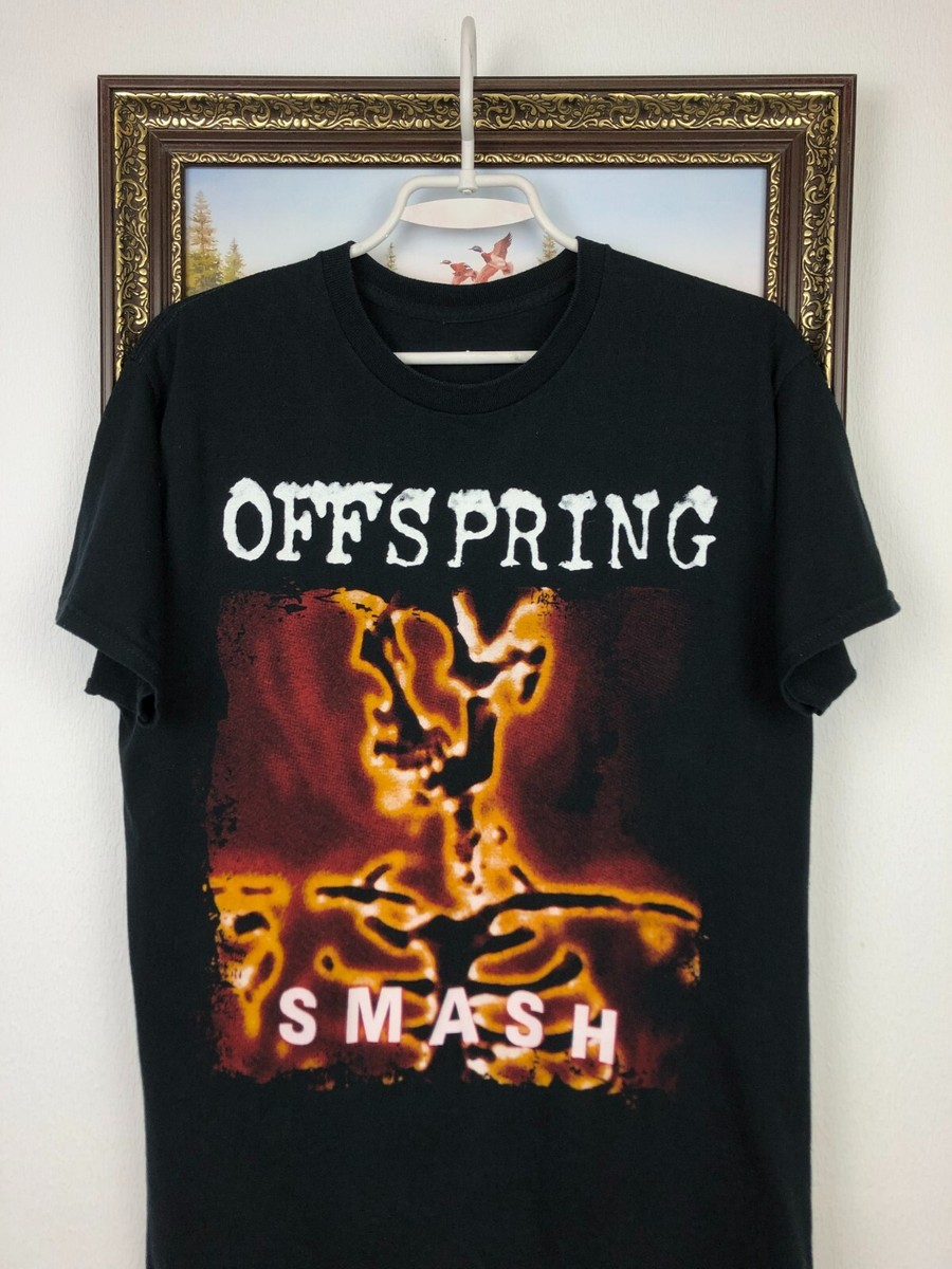 Vintage Offspring Smash Band Shirt Over Print Black Tee Mens Rare