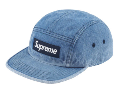Supreme Washed Chino Twill Camp Cap Denim Blue (FW23) Box Logo