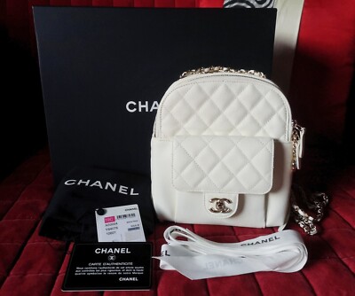 NWT Chanel white caviar day mini backpack 100% Auth | eBay