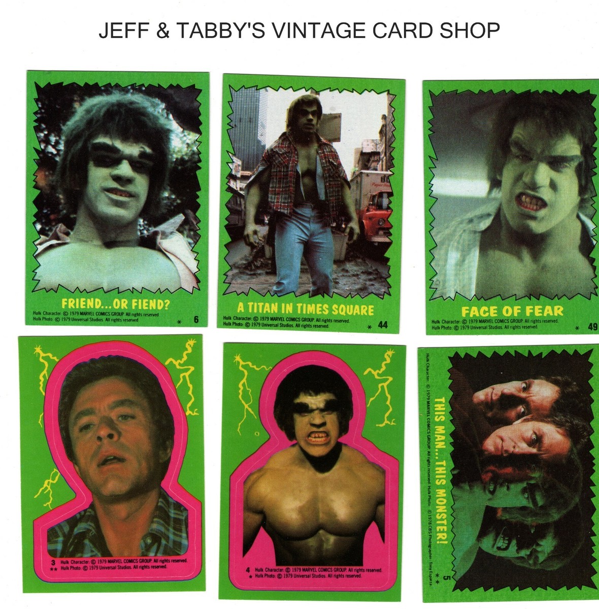 1979 Topps The Incredible Hulk trading cards & STICKERS / C DROP