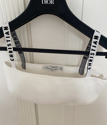 Iconic Authentic Christian Dior J'Adior Logo White Bralette Crop