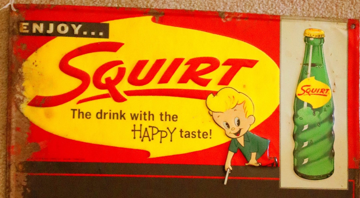 Vintage Rare 1959 Squirt Soft Drink Tin Chalkboard Menu Board Sign