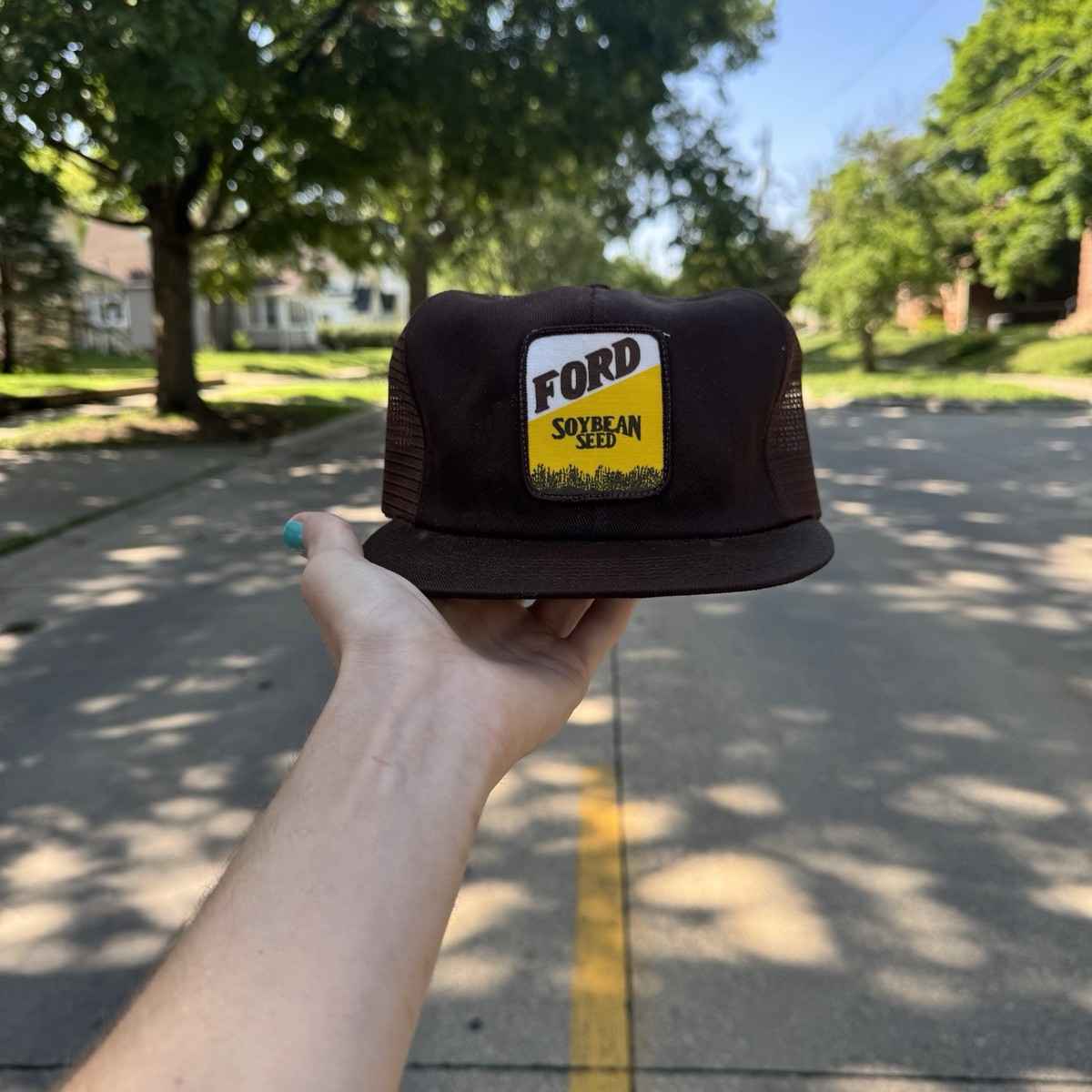 Vintage Ford Soybeans Brown Mens Snapback 70s 80s K Brand K