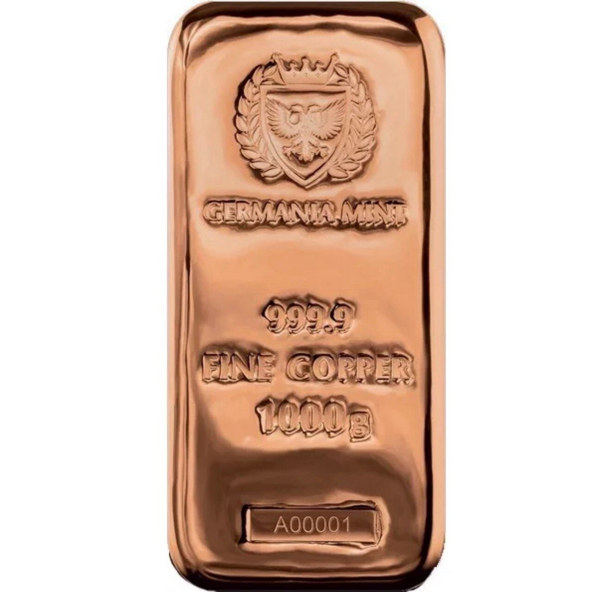 Copper-1 Kilo-Germania Mint Bar (1000 grams) w/ Black Box