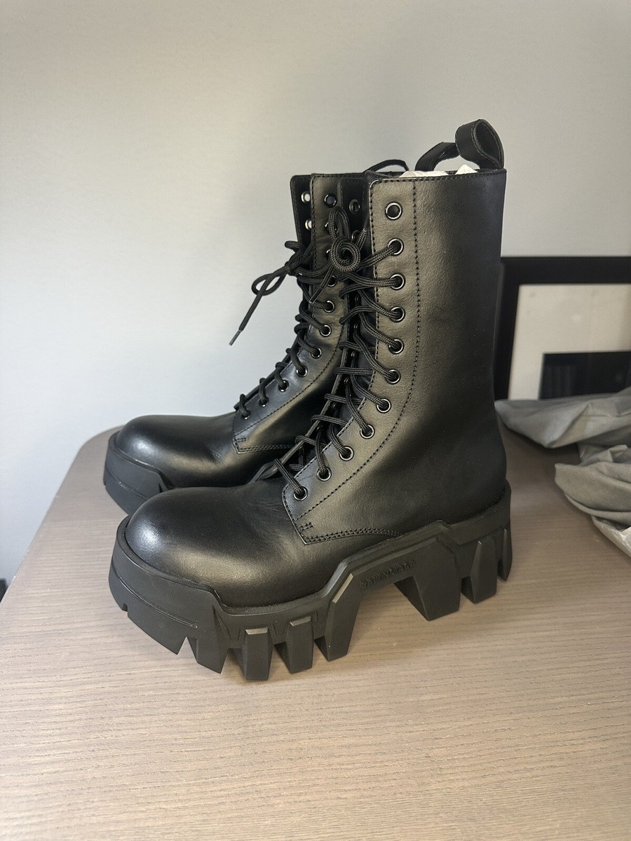 BALENCIAGA Black Bulldozer Lace-Up Boots | eBay