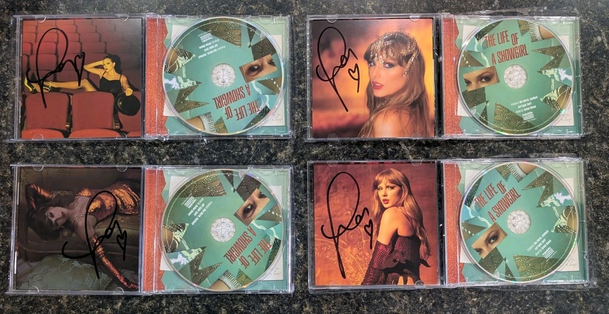 Taylor Swift The Life of a Showgirl CD + Hand Signed Photo SET OF