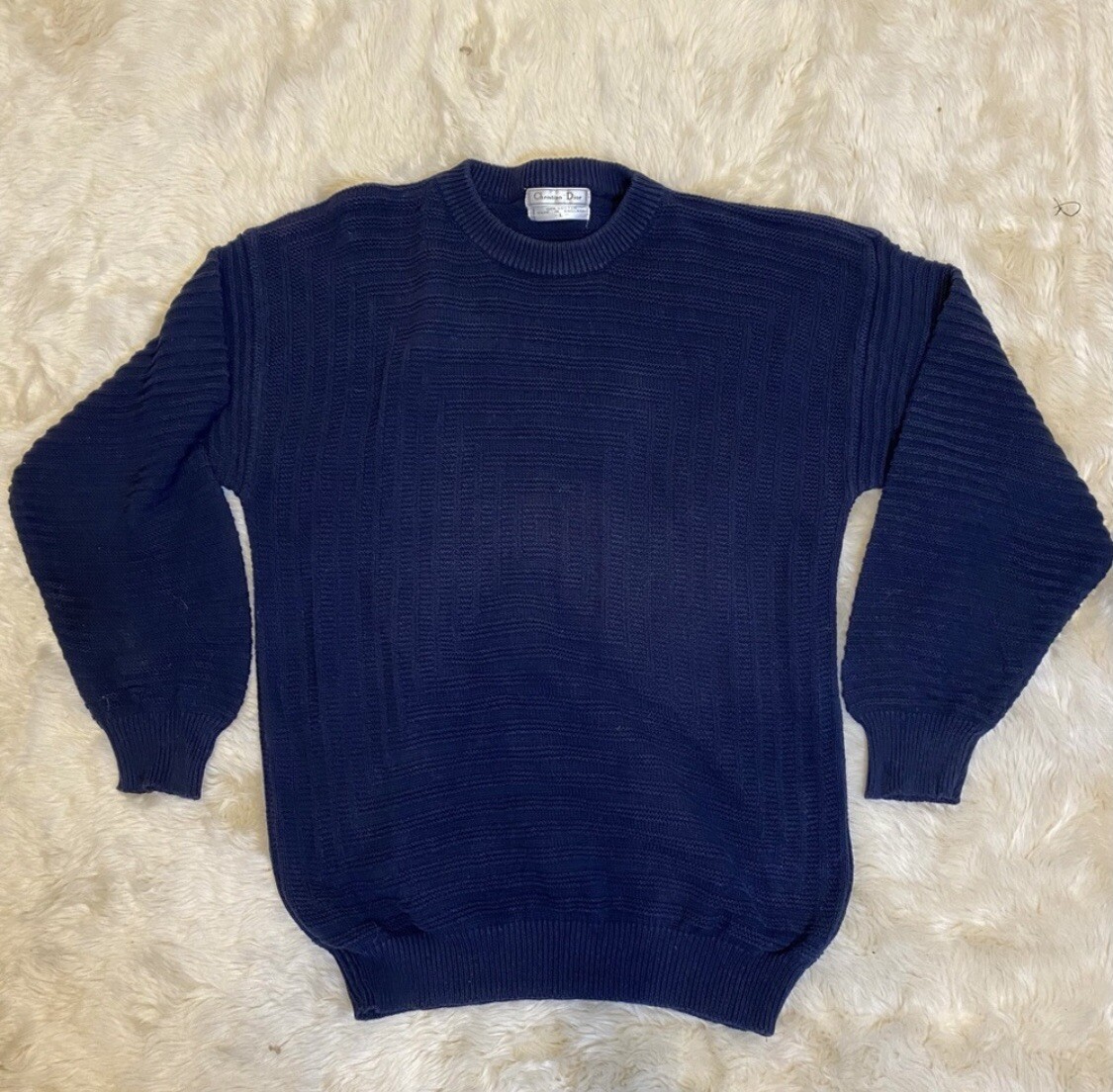 Christian Dior navy blue mens knit sweater size large | eBay