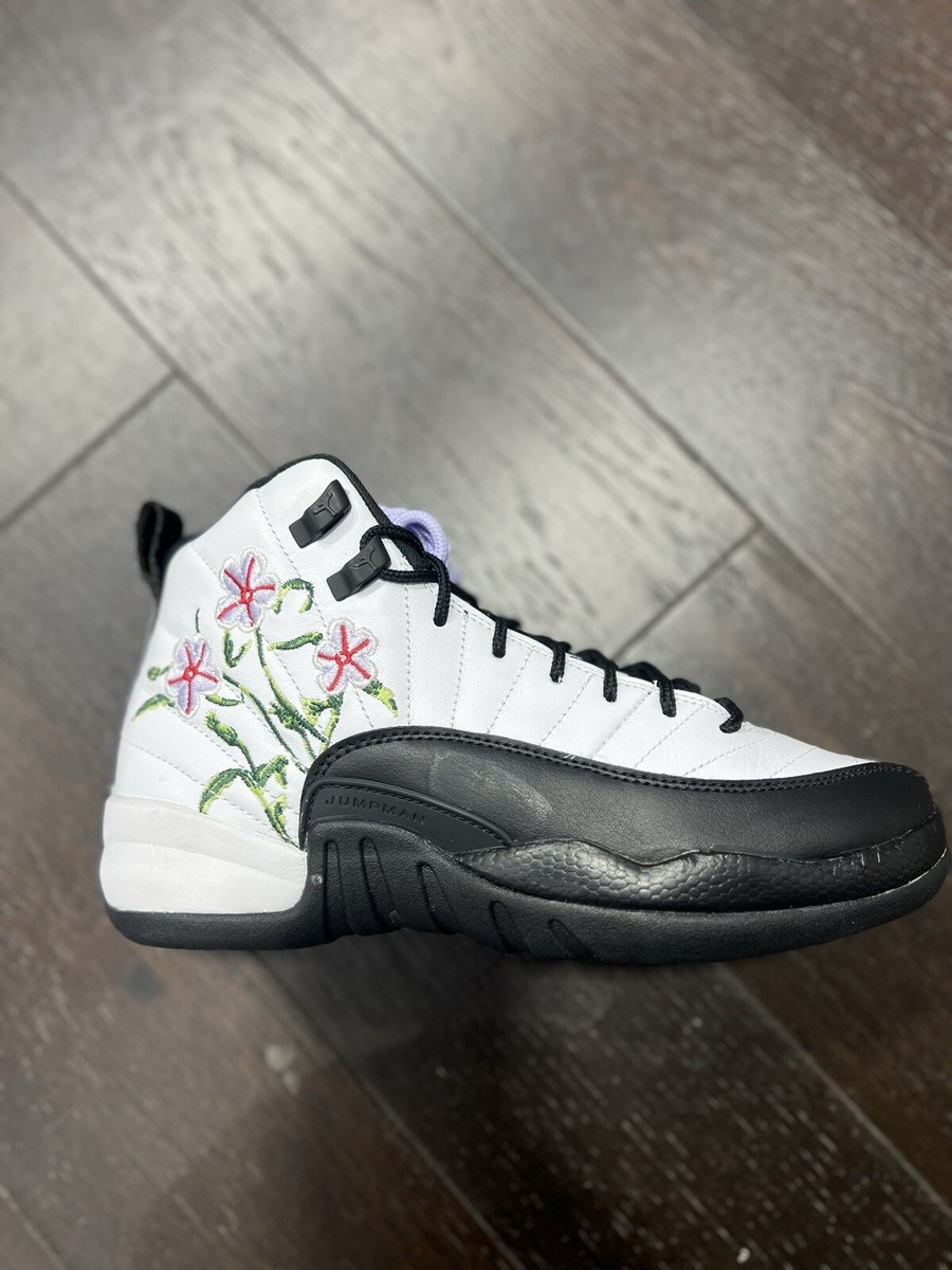 Nike Air Jordan 12 XII Floral GS White Black DR6956-100 size-4 to