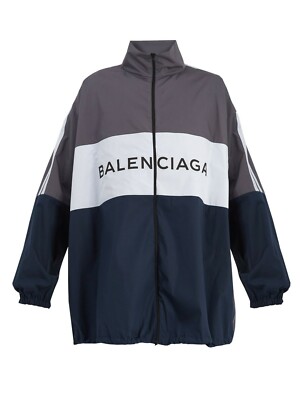 BALENCIAGA ZIPPED NYLON LOGO WINDBREAKER JACKET Size XL | eBay