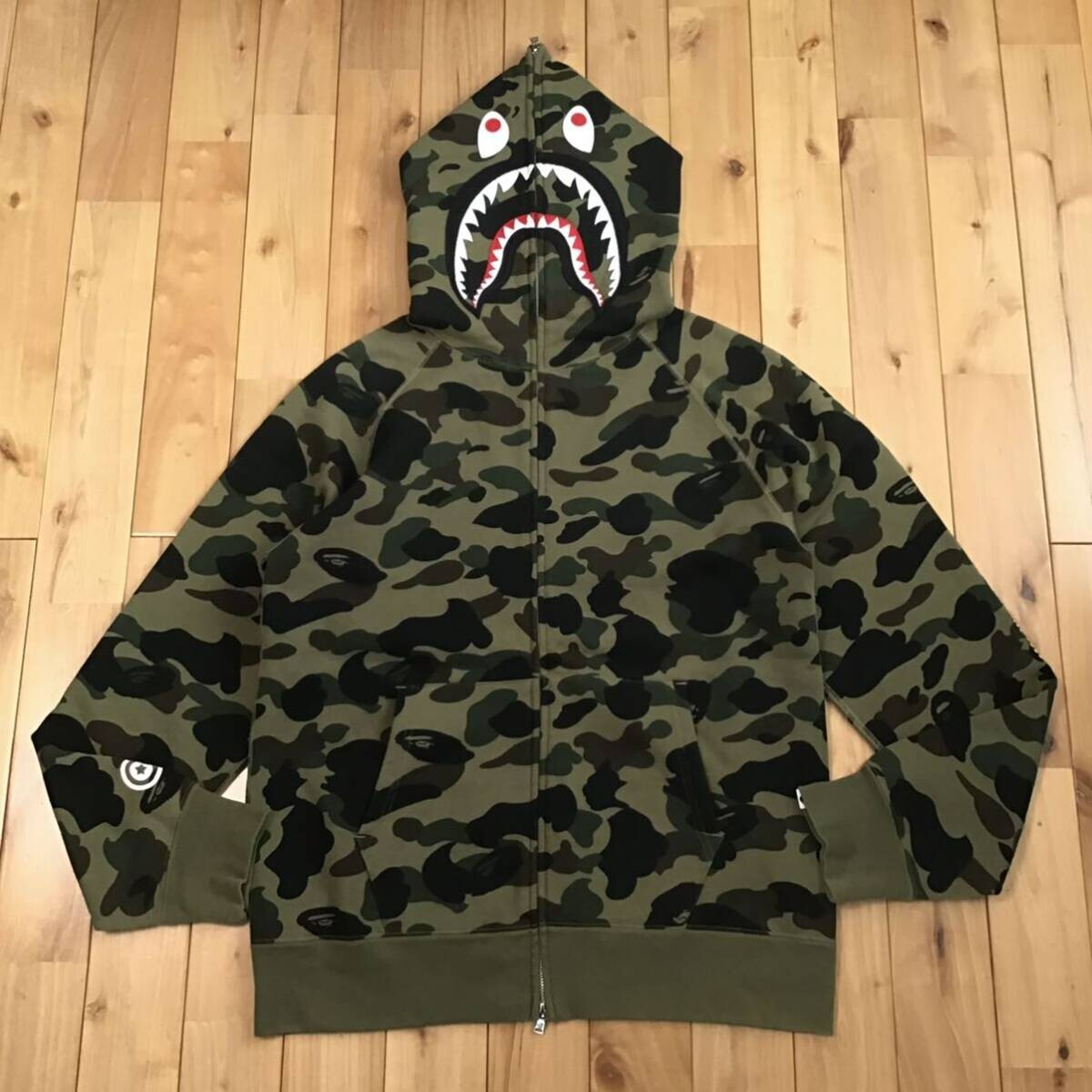 BAPE 1st camo green shark full zip hoodie A Bathing Ape Size XL | eBay