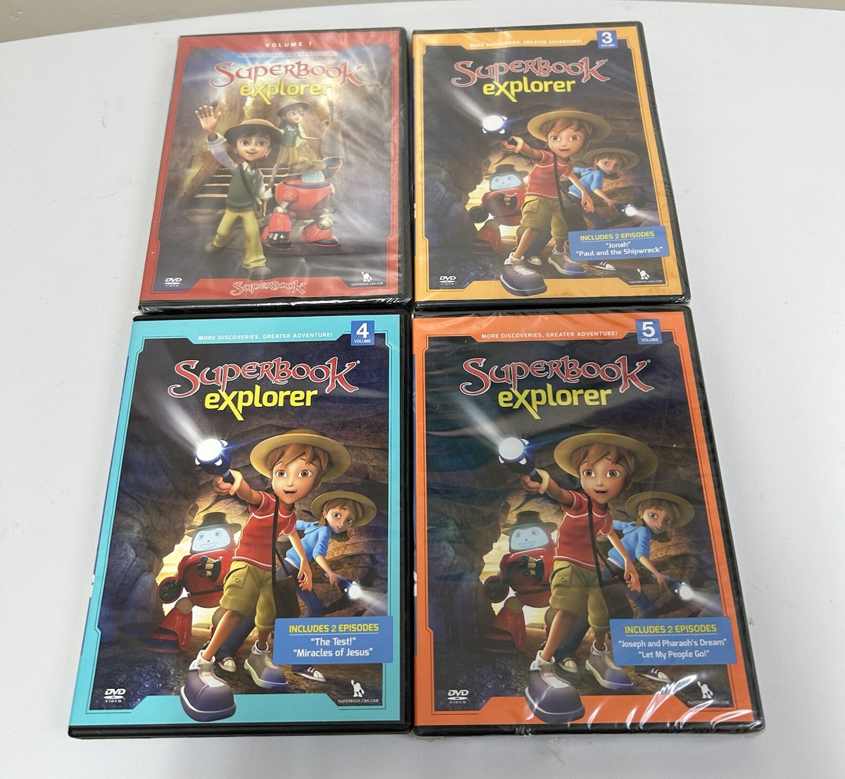 CBN Superbook Explorer DVDS Lot of 4 (8 Episodes) Vol 1 3 4 5