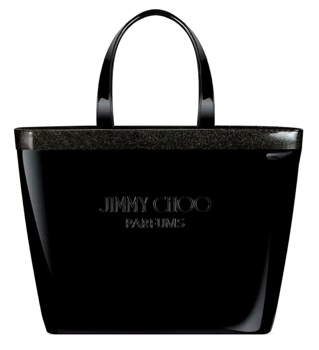 Jimmy Choo Parfums black patent Tote Shiny Shoulder Bag embossed