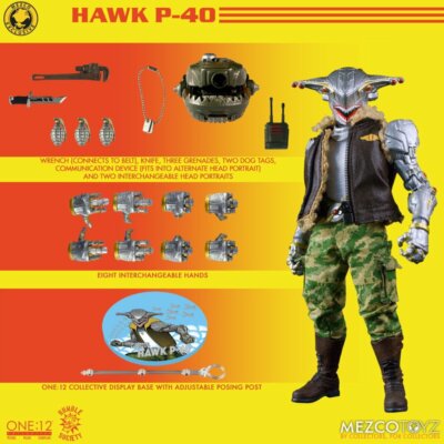 Mezco Toyz One:12 Rumble Society - Hawk P-40 W/Comic Action Figure