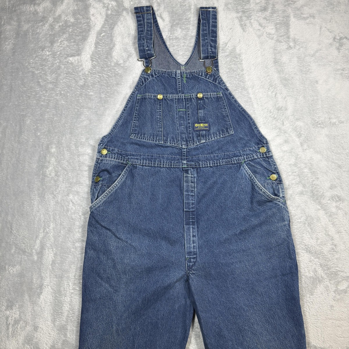Vintage OshKosh Overalls Mens 38x32 Denim Carpenter Workwear Bib