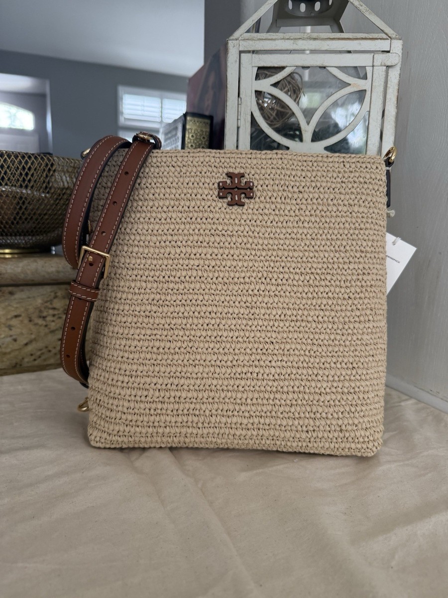 New Tory Burch RAFFIA SWINGPACK COFFEE CREAM Crossbody | eBay