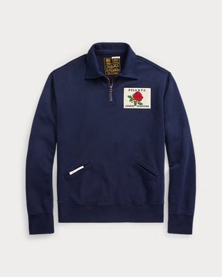 Polo Ralph Lauren Fleece Graphic Quarter-Zip Navy Rose Rugby