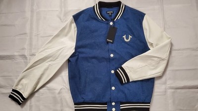 NEW TRUE RELIGION MEN'S QUAD BUDDHA DENIM VARSITY JACKET SIZE M | eBay