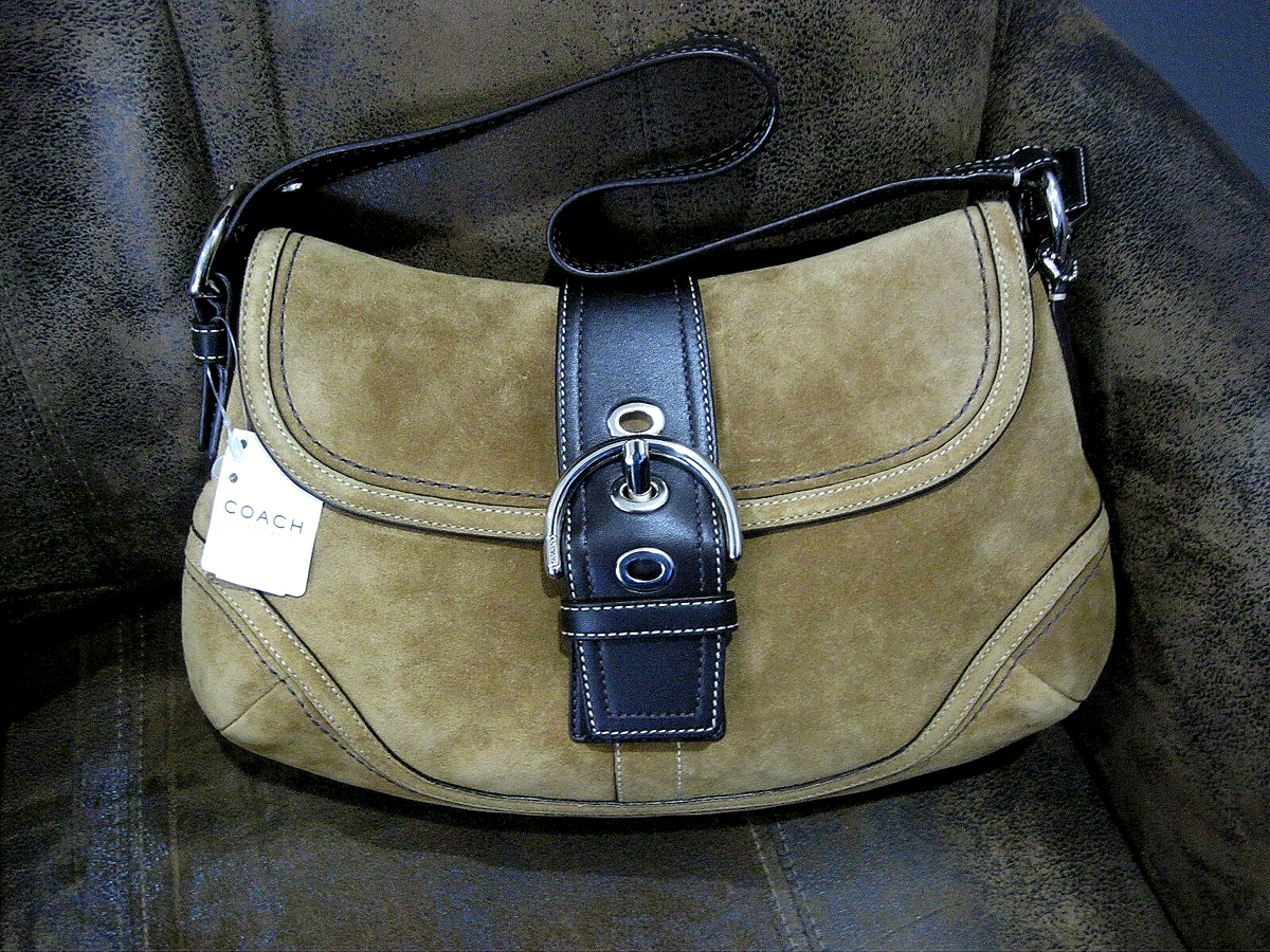 COACH Soho Suede Flap Belt Buckle Shoulder Bag, Honey Color