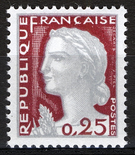 France 1960, 0,25Fr Definitive Stamp: Marianne de Decaris MNH, Mi
