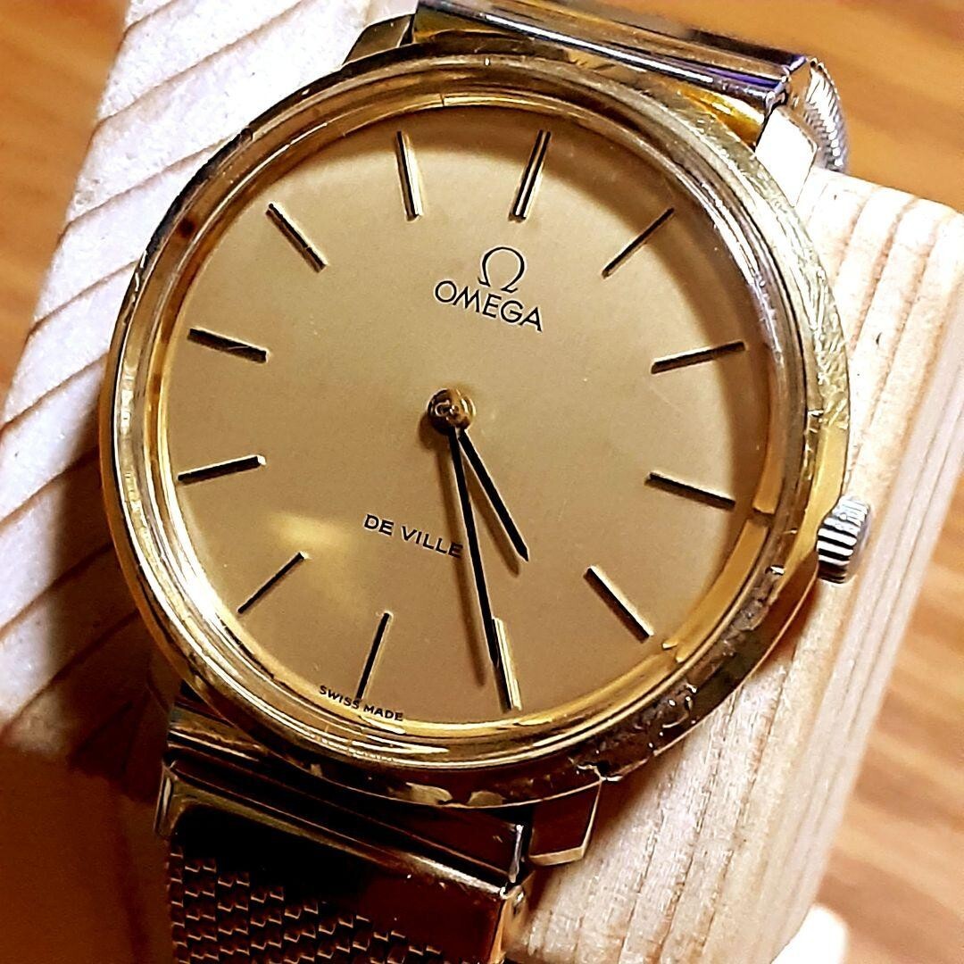 Omega Deville Watch Manual 32.5mm Men's Gold Dial Swiss Made Round