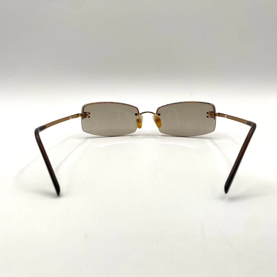 Chanel 4093-B Rimless Sunglasses Gold Frame Brown Lens Crystal