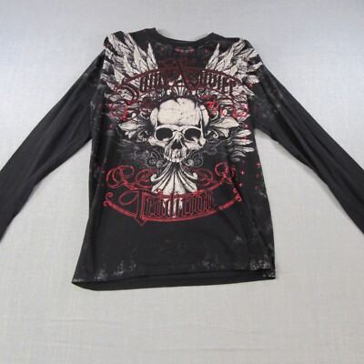XZAVIER AXR Saint Shirt Mens M Skull Black Cross Wings Red Front