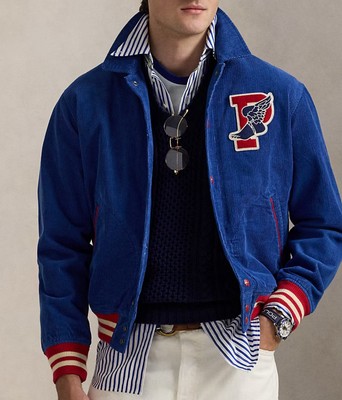 $548 MSRP Polo Ralph Lauren P Wing Corduroy Letterman Varsity