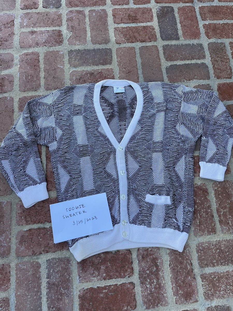 Vtg 90's COOGI Men's L Button Cardigan Sweater grey Knit Authentic