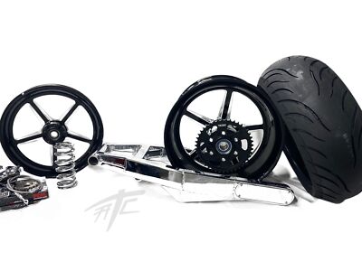 240 CHROME FAT TIRE KIT BLACK CONTRAST ALL STAR WHEEL 06-11