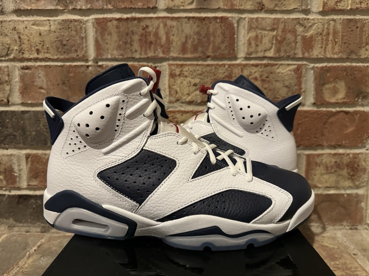 New 10 Nike Air Jordan 6 VI Retro Olympic White Navy Blue CT8529