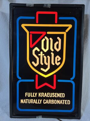 VINTAGE OLD STYLE BEER FAUX NEON LIGHT UP SIGN 14