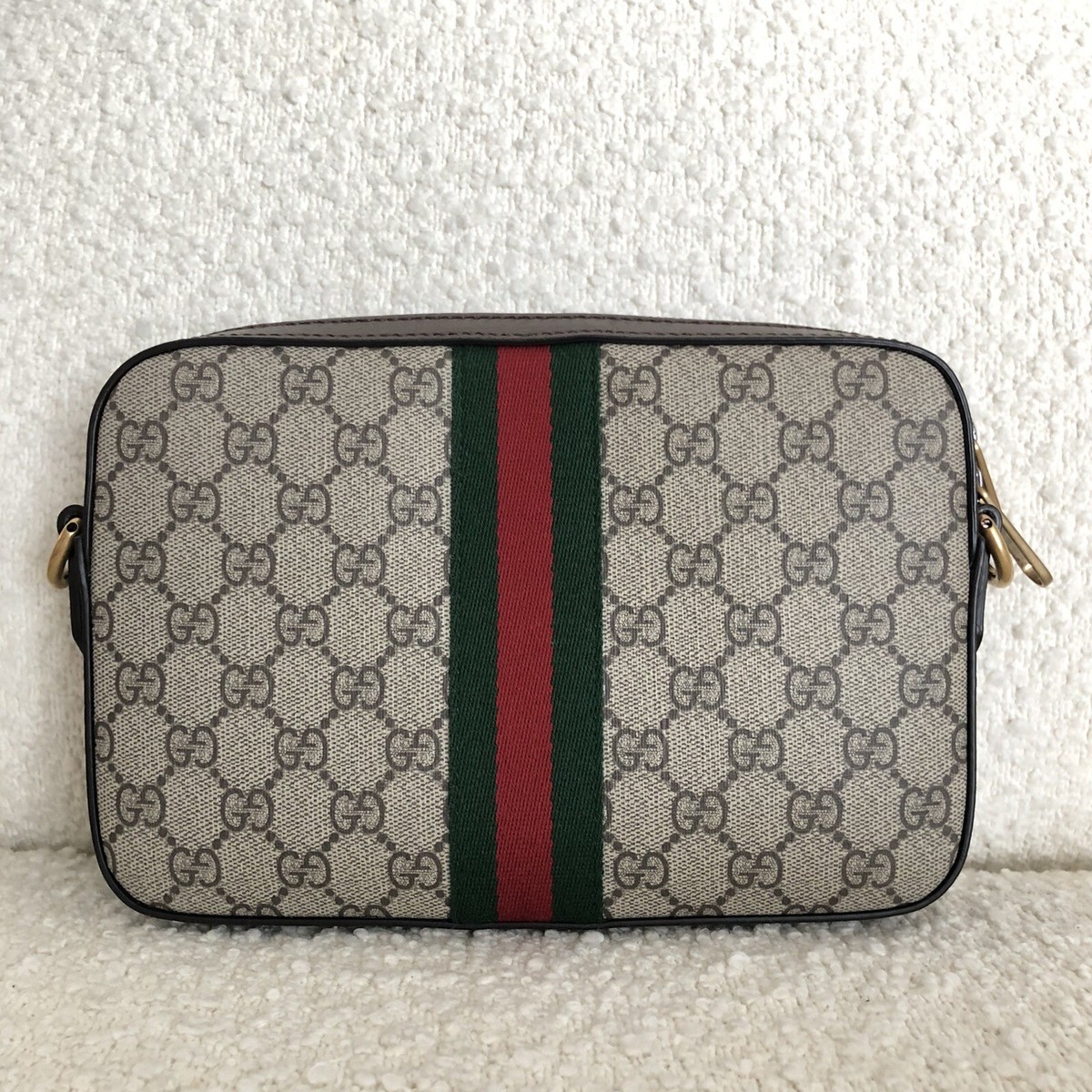 NEW GUCCI 699439 OPHIDIA GG SUPREME CANVAS WRISTLET CROSSBODY
