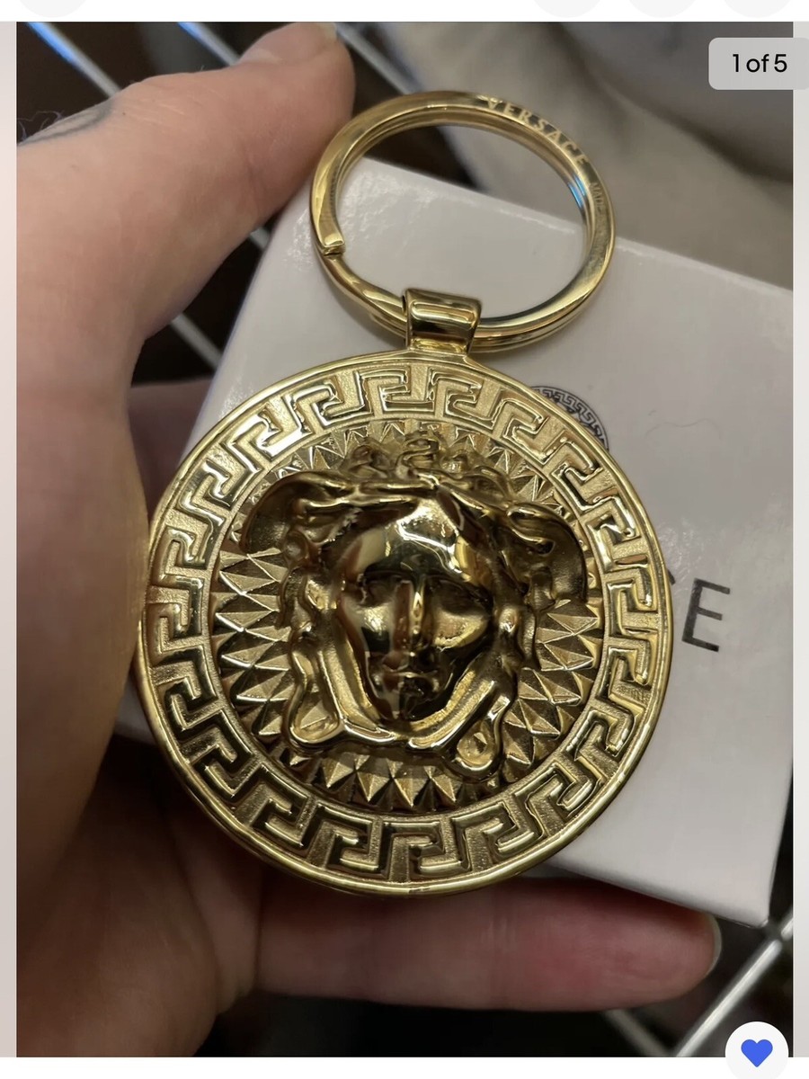 Versace Large Gold Keychain Medusa Head Keychain with Key Ring | eBay
