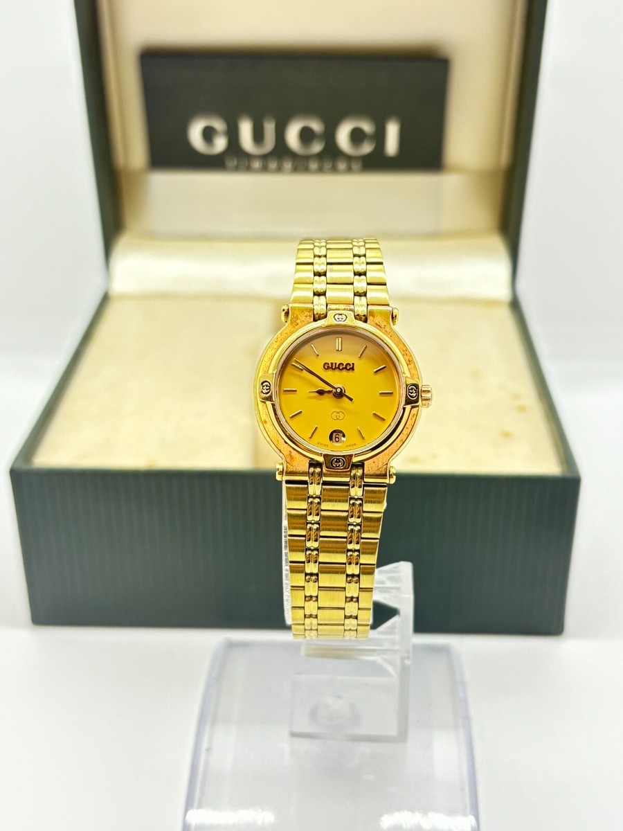 Exc+5 w/Box ] GUCCI 9200L Quartz Dial Date Women's Watch Used