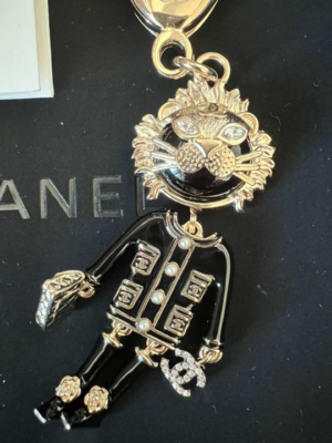 Chanel Lion CC Logo Enamel Crystal Pearl Bag Black Jacket Gold