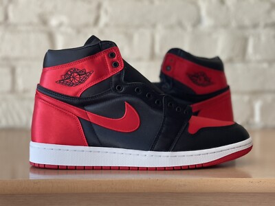 Nike Air Jordan Retro 1 High OG Satin Bred Red Women 10.5 / Men 9