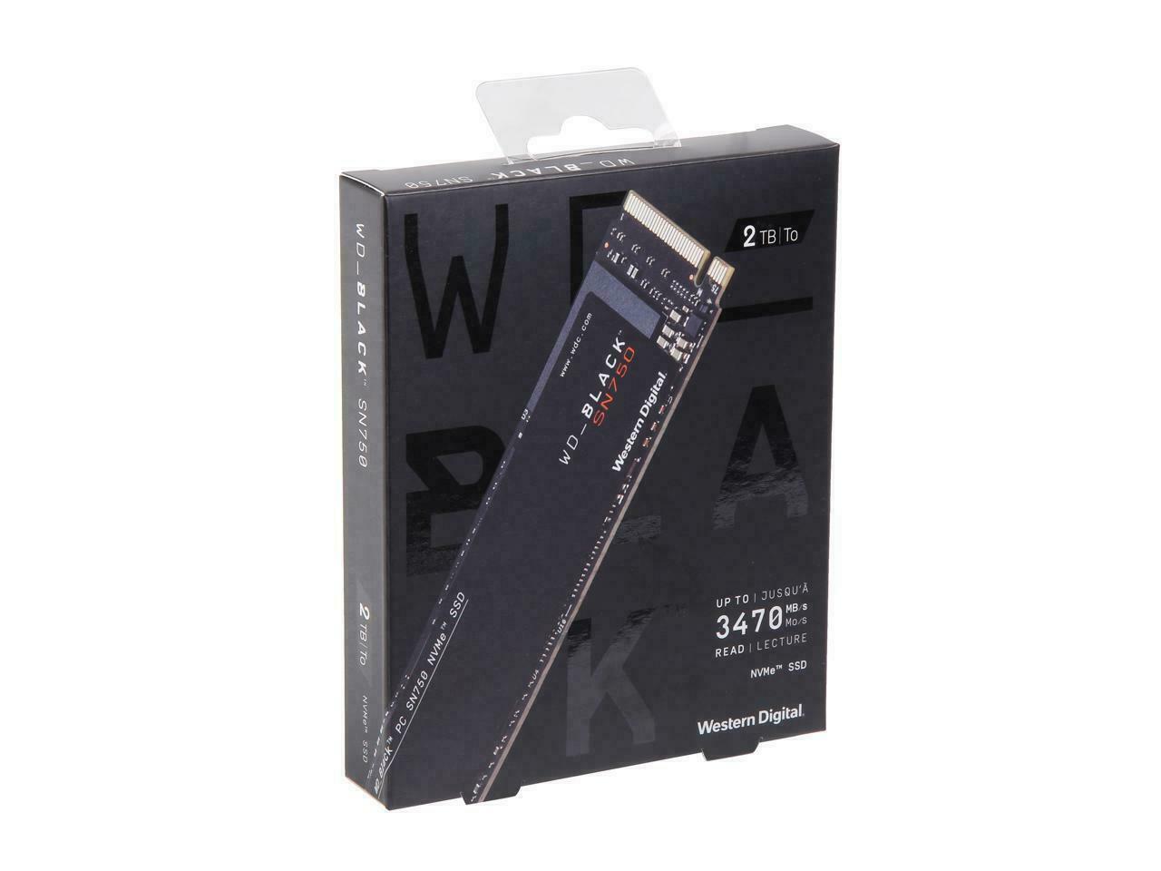 WD SN750 BLACK 2TB SSD NVMe M.2 2280 3D NAND WDS200T3X0C Solid