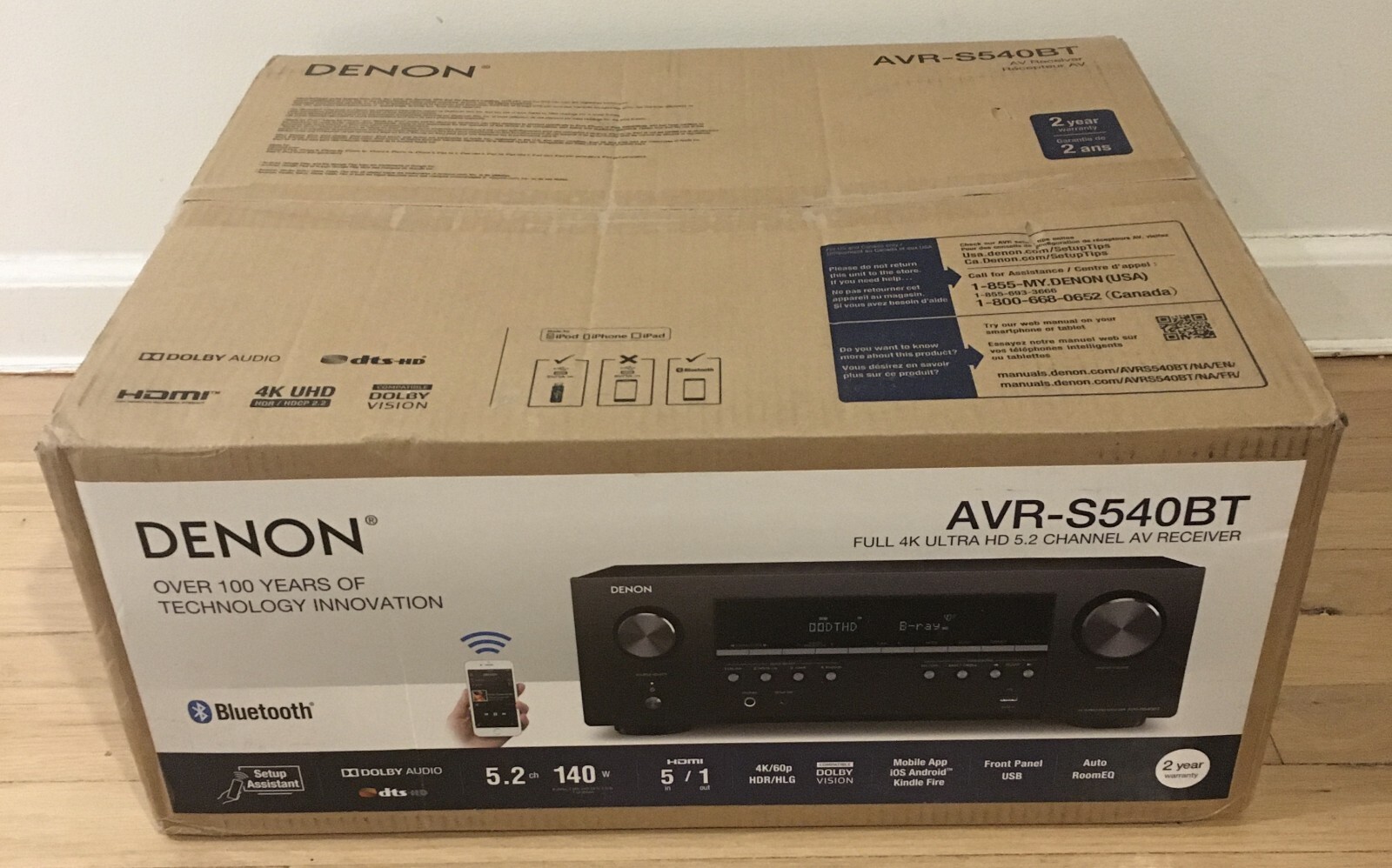 Denon AVR-S540BT 5.2 Ch. 4K Ultra HD AV Receiver | eBay