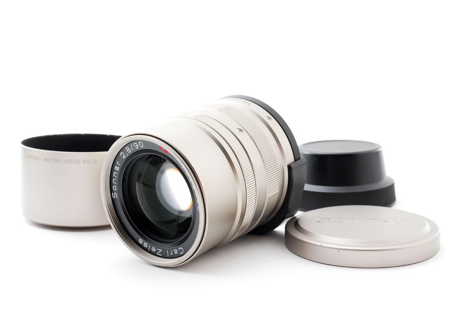 Mint w/ Hood】 Contax Carl Zeiss Sonnar T* G 90mm f2.8 Chrome Lens