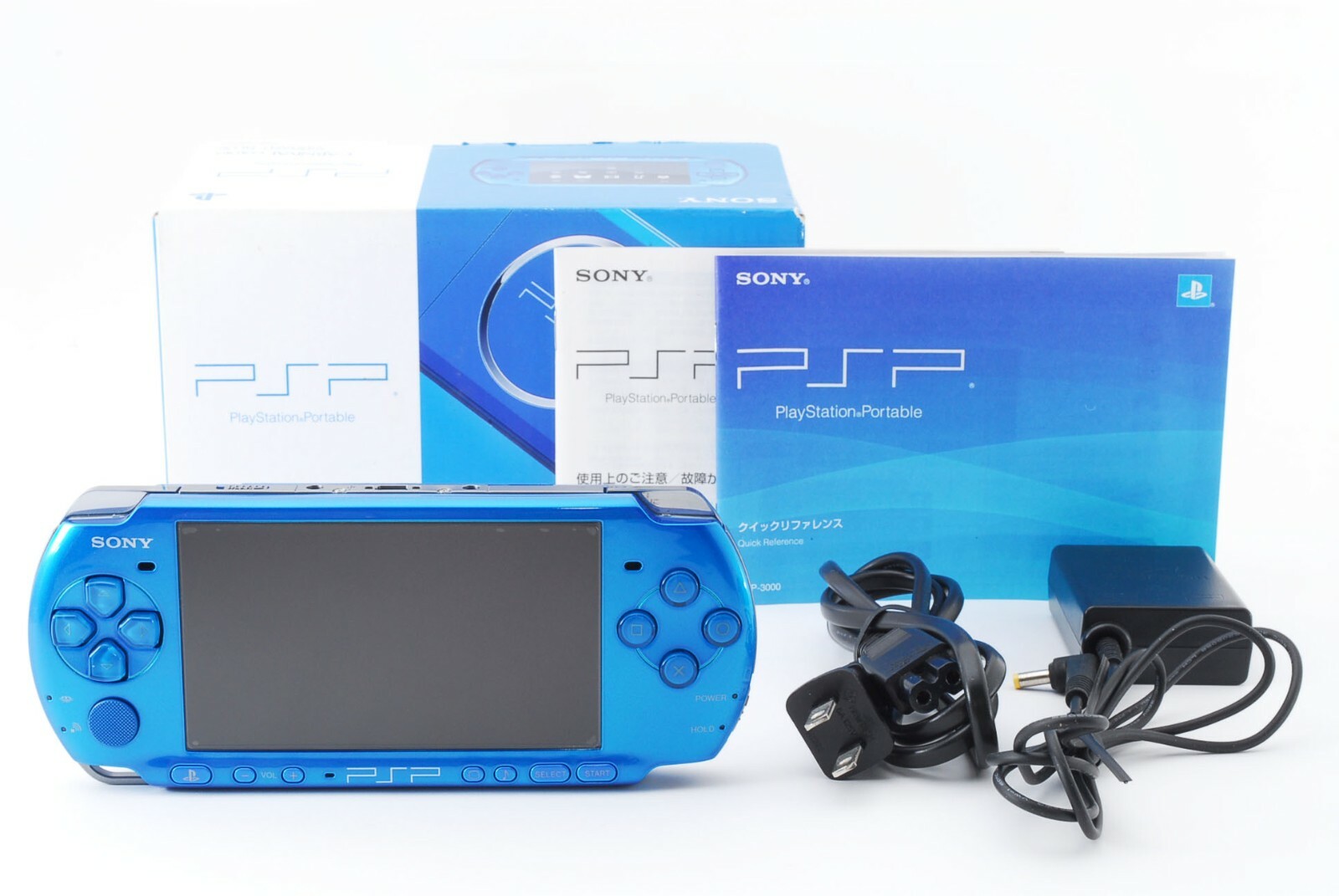 Sony PSP 3000 Vibrant Blue Console w/ Box and Charger Japan