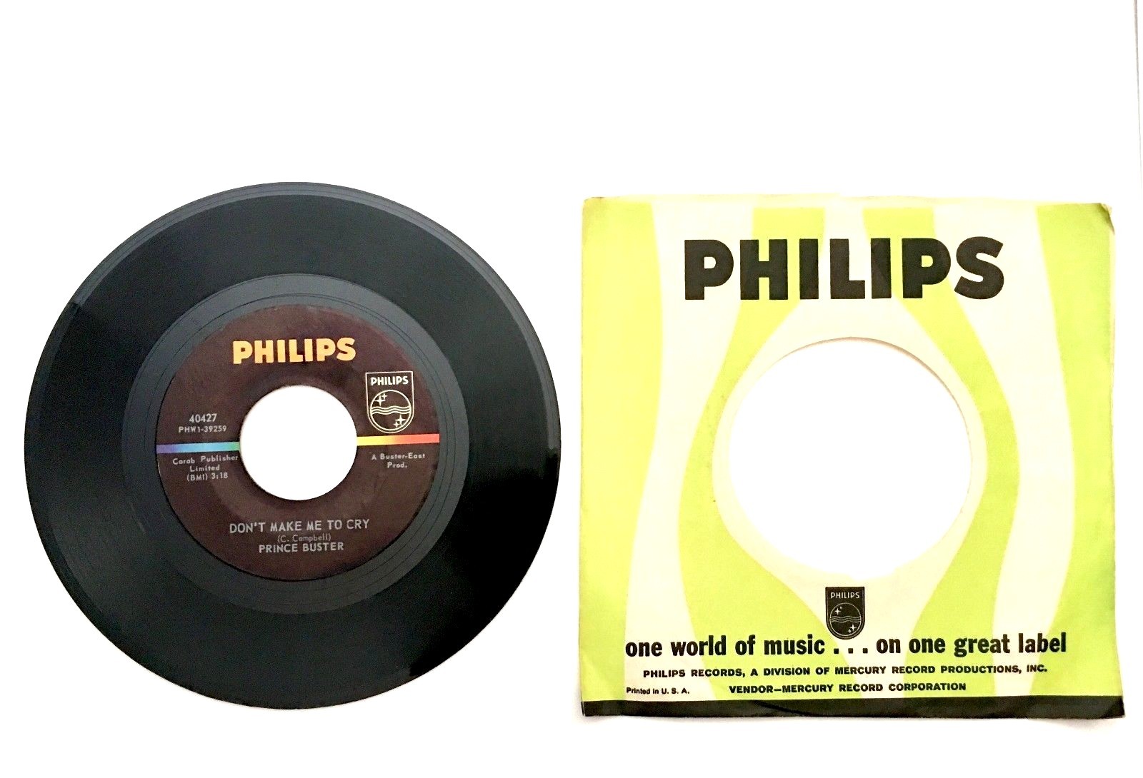 PRINCE BUSTER SKA 45 vinyl reggae 1964 Don't Wake Me To Cry/Ten