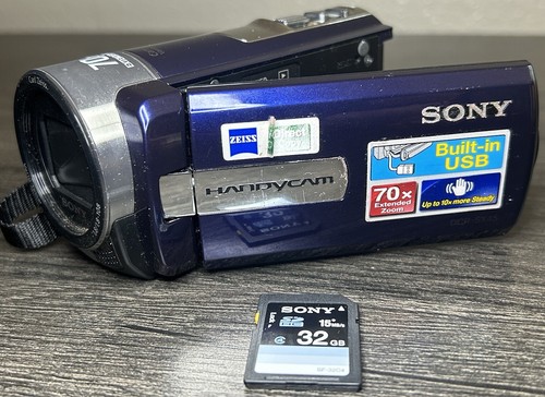 PLEASE READ* Sony HandyCam DCR-SX45 Video Camera Camcorder Blue w