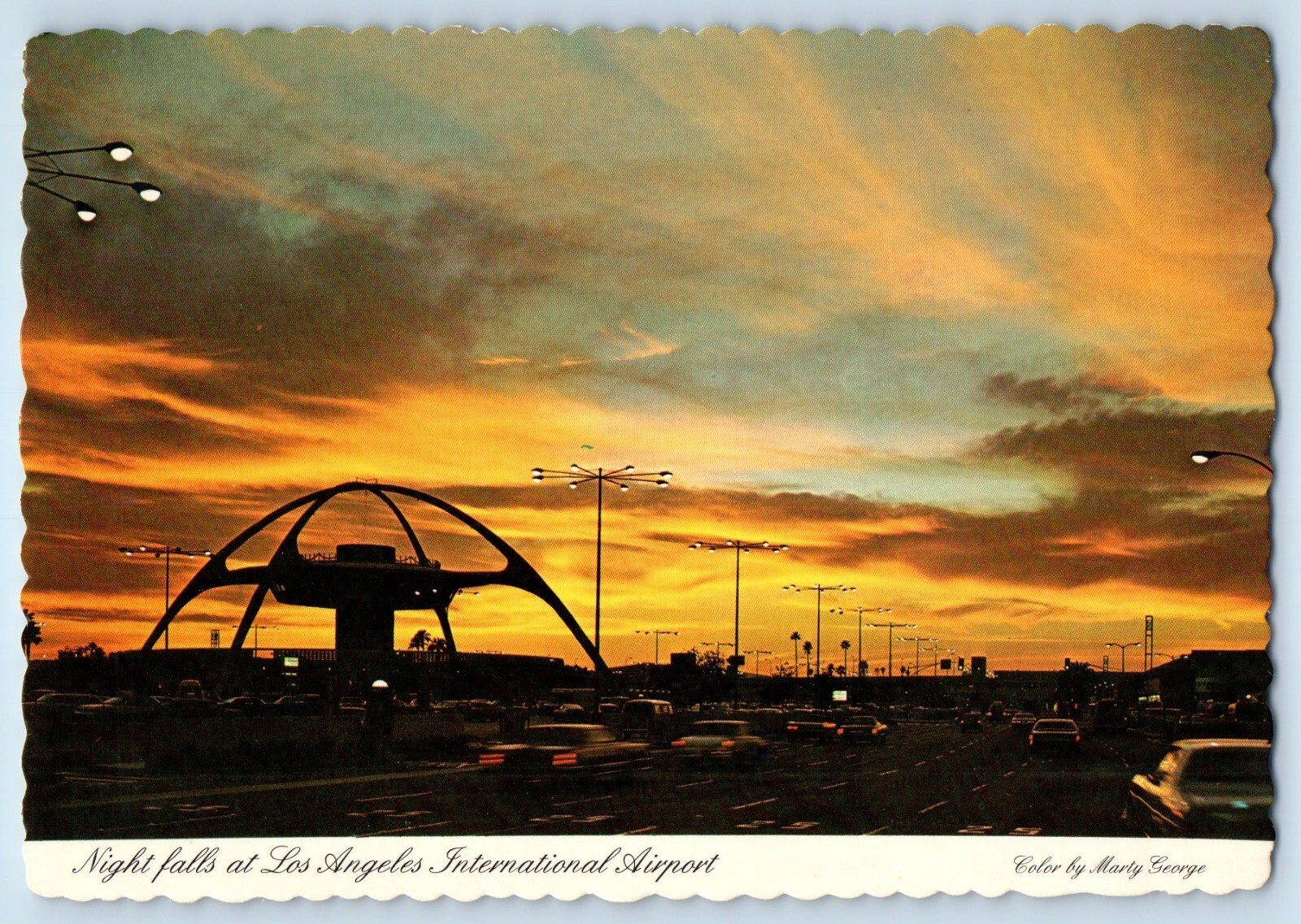 1970 Los Angeles California CA Postcard Night Falls International