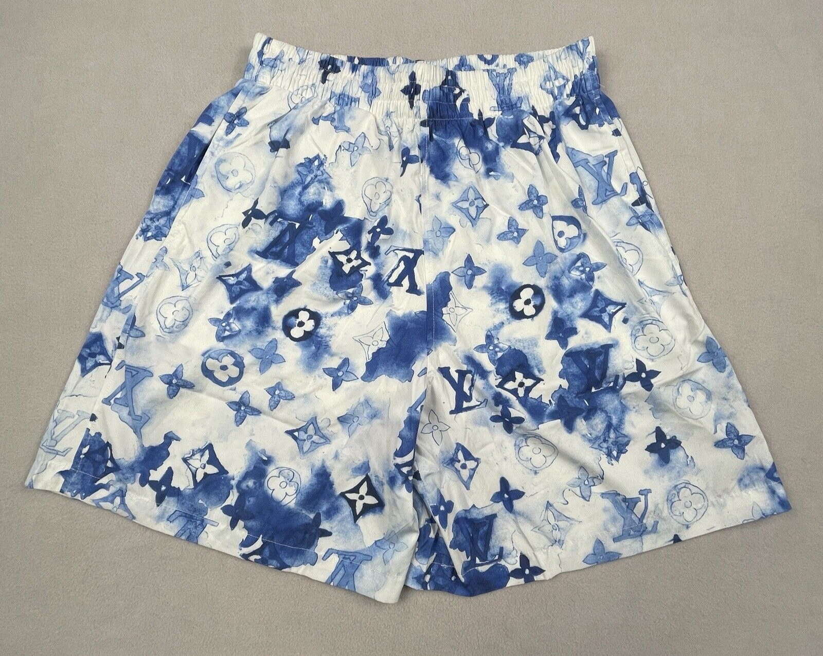Louis Vuitton Mens Shorts XS Blue White Watercolor Monogram Logo