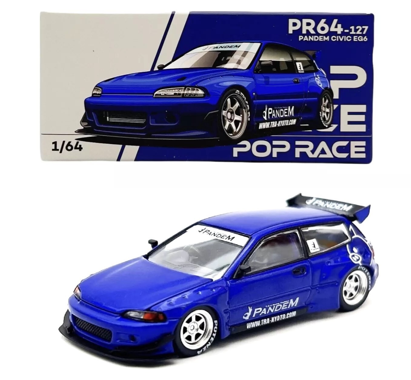 Pop Race 1:64 Honda Civic (EG6) Pandem Hatchback Blue Diecast