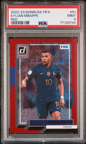 2022-23 Panini Donruss FIFA KYLIAN MBAPPE Red Foil /99 PSA 9